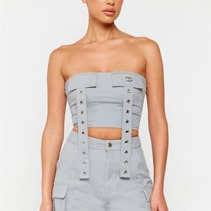 LUXE TO KILL Charcoal Strap Detail Crop Top